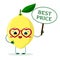 Cute Lemon cartoon character in red heart glasses, in the hands of the plate is the best price.