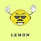 cute lemon fruit character vector logo icon