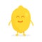 Cute lemon fruit characters with faces and hands illustration