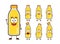 Cute lemon orange bottle juice drink cartoon character mascot set