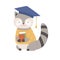 Cute lemur animal with graduation hat and diploma