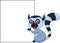 Cute lemur holding blank sign