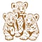 Cute Leopard Cubs Group Printable Vector Stencil