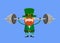 Cute Leprechaun Cartoon - Doing Weight Lifting