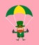 Cute Leprechaun Cartoon - Successful Landing with Parachute