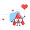 Cute letter A with Red heart balloon.vector
