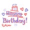 Cute lettering Happy Birthday lettering consists of Hearts, dots, wavy lines, bold letters. Isolated birthday text