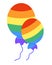 Cute LGBT Rainbow Two Balloons isolated on white background. LGBTQ. Symbol of the LGBT pride community. Flat vector illustration.