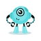 Cute light blue friendly robot, artificial intelligence cartoon vector Illustration
