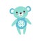 Cute light blue teddy bear soft plush toy, stuffed cartoon animal vector Illustration