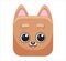 Cute light brown kitten, square animal faces, mask, icon, logo. Vector illustration in cartoon style