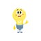 Cute light bulb character with funny face, showing thumb up