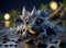 Cute light gray baby dragon created with Generative AI