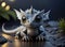 Cute light gray baby dragon created with Generative AI