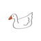 Cute line goose swimming on isolated white background