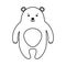 Cute line icon bear cartoon