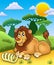 Cute lion with bone