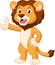 Cute lion cartoon giving thumb up