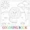 Cute lion cartoon with heart illustration. Color and contour, coloring book