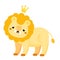 Cute lion. Cartoon lion with crown. Kawaii animal character for kids and baby fashion prints and design. Isolated clip art