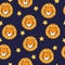 Cute lion head seamless pattern.