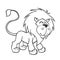 Cute lion. Vector illustration of cute cartoon lion character for children, coloring and scrap book. Outlined lion mascot