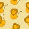 Cute lions seamless pattern vector illustration