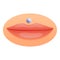 Cute lips piercing icon, cartoon style