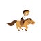 Cute litlle boy riding a horse, equestrian sport concept cartoon vector Illustration on a white background