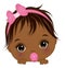 Cute Little African American Bay Girl Playing Peekaboo. Vector Peek a Boo Black Girl