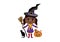 Cute little African American witch halloween costume vector