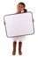 Cute little african girl holding a whiteboard