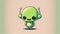 Cute little alien chibi picture. Cartoon happy drawn characters