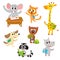 Cute little animal students, characters studying, reading, going to school