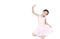 Cute little Asian child girl ballerina in pink tutu skirt isolated on white background. Kid practise her dance. Children ballet