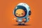 Cute Little Astronaut chibi picture. Cartoon happy drawn characters