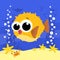 Cute little baby blowfish cartoon