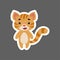 Cute little baby cat sticker. Cartoon animal character for kids cards, baby shower, birthday invitation, house interior. Bright