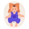 Cute little baby. Funny toddler, newborn smiling baby boy, kid wearing romper. Flat cartoon vector illustration