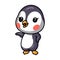 Cute little baby penguin cartoon presenting