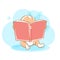 Cute little baby reading book.