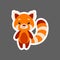 Cute little baby red panda sticker. Cartoon animal character for kids cards, baby shower, birthday invitation, house interior.