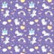 Cute Little Baby Unicorns on Purple Background Seamless Pattern Flat Vector Illustration