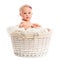 Cute little baby in a wicker