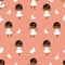 Cute little ballerina girls dancing. Seamless pattern of figures in different poses.