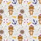 Cute little bear sailor seamless pattern