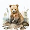 cute little bear watercolor painting Generative AI