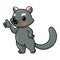 Cute little bearcat cartoon waving hand