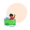 Cute little black, African American, baby, infant, child taking bath