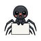 Cute little black spider cartoon with blank sign